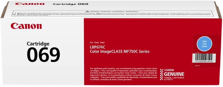 Canon Genuine 069 Cyan Toner Cartridge Compatible with MF753Cdw, MF751Cdw, LBP674Cdw