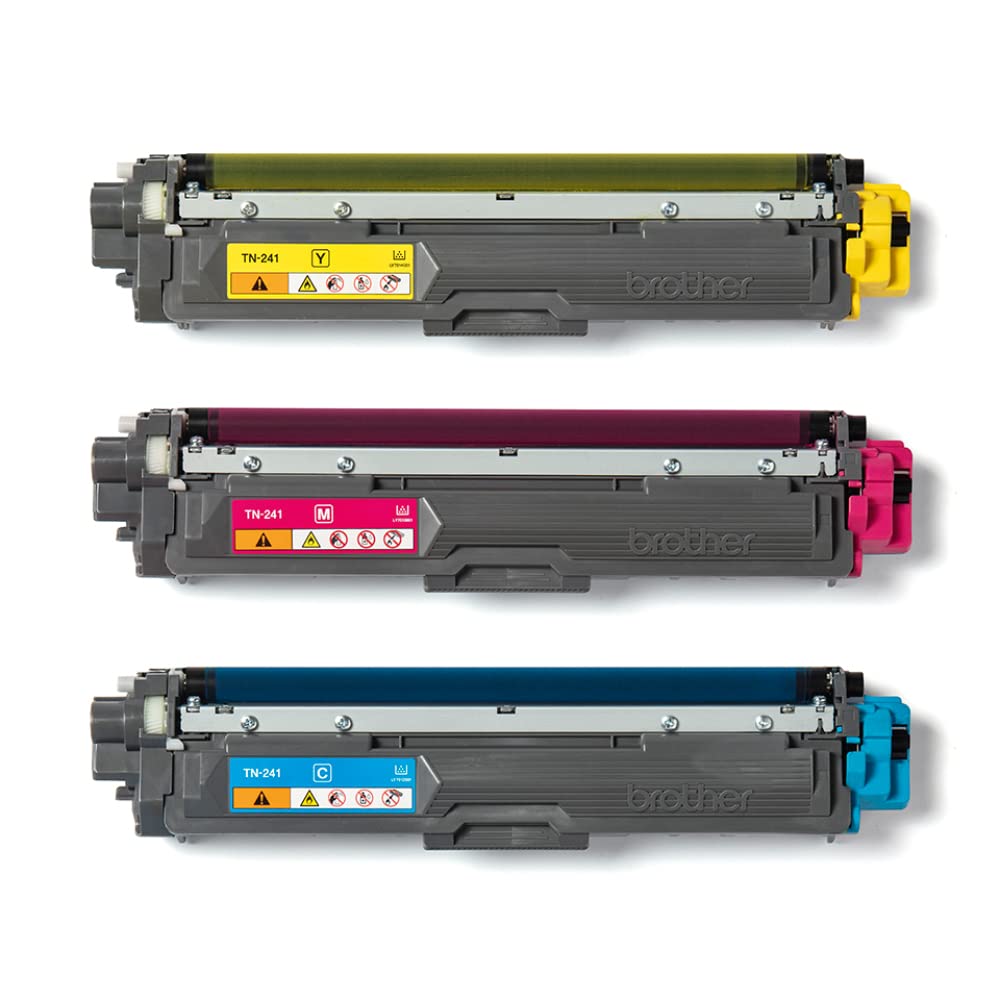 Brother TN-241C/TN-241M/TN-241Y Toner Cartridges, Cyan/Magenta/Yellow, Rainbow Pack, Standard Yield, includes 3 x Toner Cartridges, Genuine Supplies
