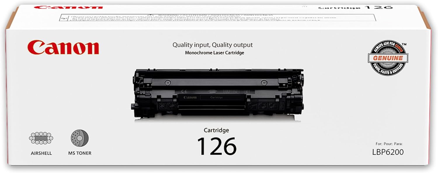 Canon Genuine 126 Black Toner Cartridge Compatible with LBP6200d, LBP6230dw