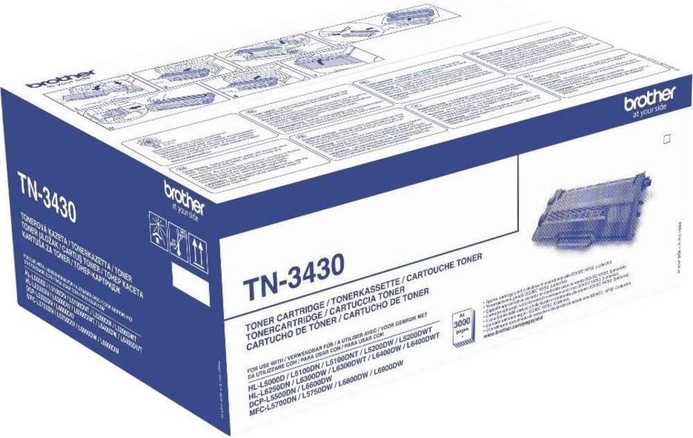 Brother TN-3430 Toner Cartridge, Black, Single Pack, Standard Yield, Includes 1 x Toner Cartridge, Genuine Supplies
