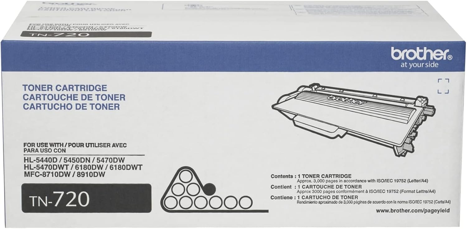 Brother Printer TN720 Toner Cartridge Black