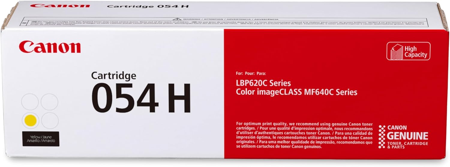 Canon Genuine 054 Yellow Toner Cartridge High Capacity Compatible with LBP622Cdw, LBP623Cdw, MF641Cdw, MF642Cdw, MF644Cdw