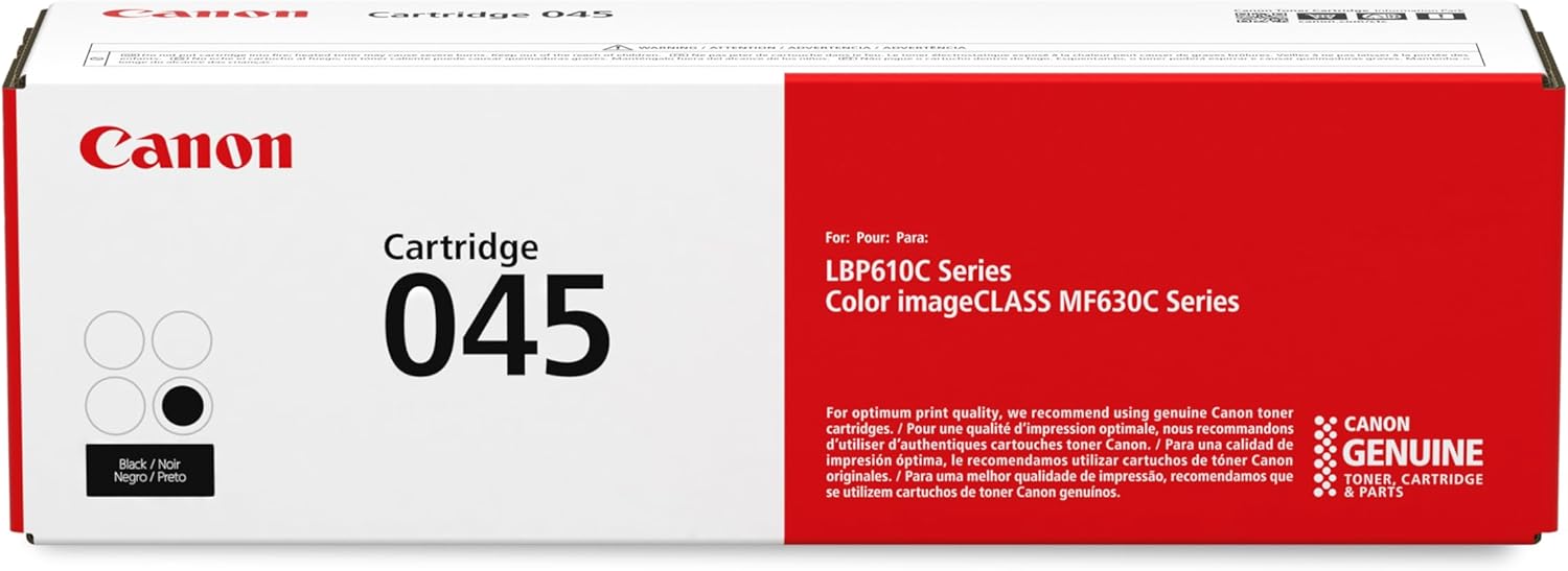 Canon Genuine 045 Black Toner Cartridge Compatible with LBP612Cdw, MF632Cdw, MF634Cdw