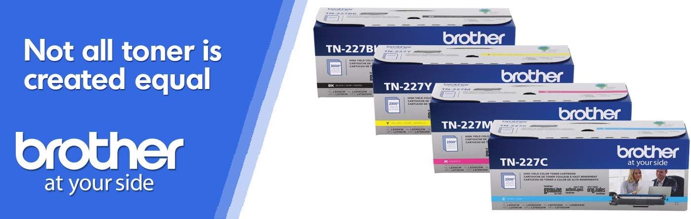 Brother TN227 4 High Yield Color Toner Set (BK/C/M/Y) (1) TN227BK, (1) TN227C, (1) TN227M, (1) TN227Y