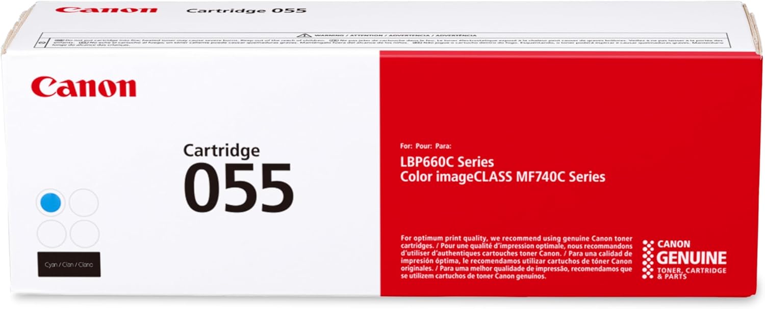 Canon Genuine 055 Cyan Toner Cartridge Compatible with LBP664Cdw, MF741Cdw, MF743Cdw, MF745Cdw, MF746Cdw