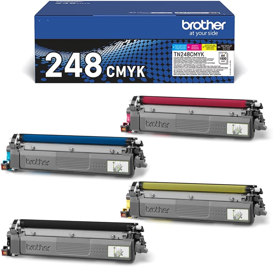 Brother TN-248BK/TN-248C/TN-248M/TN-248Y Toner Cartridges, Black/Cyan/Magenta/Yellow, Multi-Pack, Standard Yield, Includes 4 x Toner Cartridges, Genuine Supplies