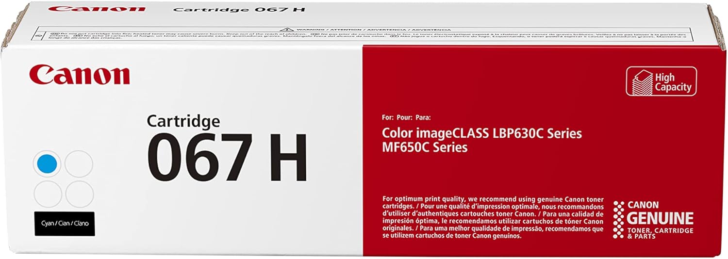 Canon Genuine 067 Cyan Toner Cartridge High Capacity Compatible with LBP633Cdw, LBP632Cdw, MF652Cdw, MF653Cdw, MF654Cdw, MF656Cdw