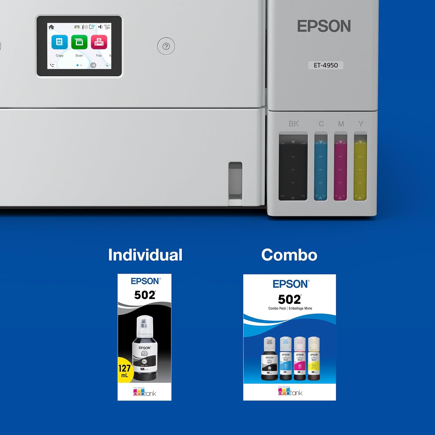 EPSON 502 EcoTank Ink Ultra-high Capacity Bottle Black Works with ET-2750, 2760, 2850, 3750, 3760, 3850, 4850, and other select models