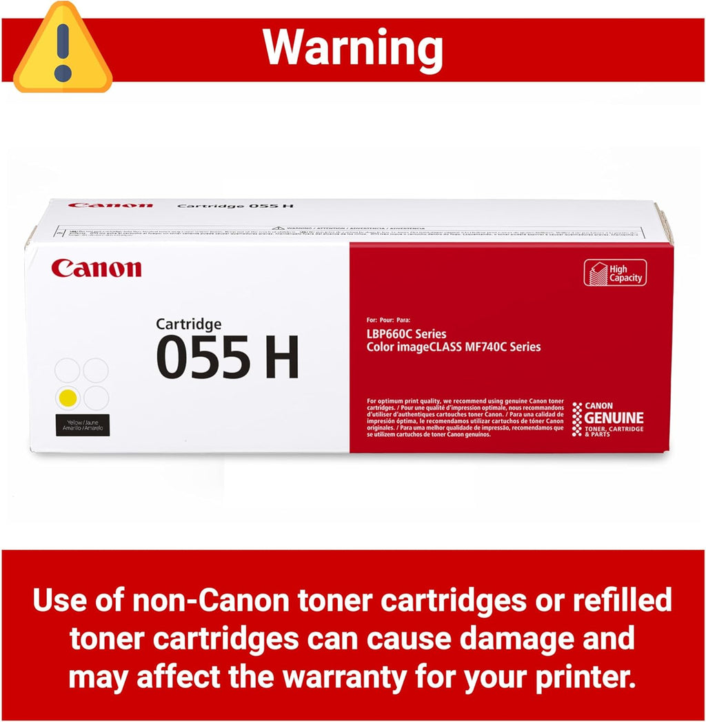 Canon Genuine 055 Yellow Toner Cartridge High Capacity Compatible with LBP664Cdw, MF741Cdw, MF743Cdw, MF745Cdw, MF746Cdw