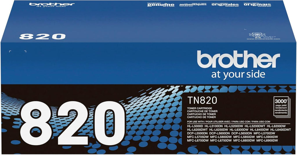 Brother Genuine Toner Cartridge, TN820, Replacement Black Toner, Page Yield Up to 3,000 Pages, Amazon Dash Replenishment Cartridge