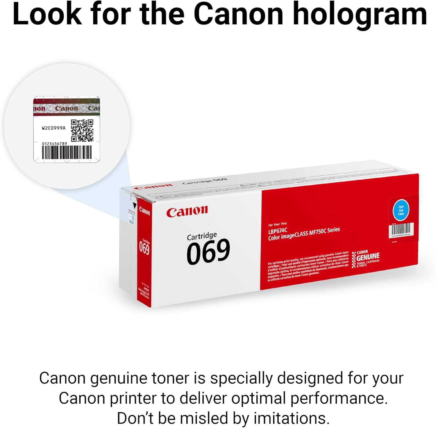 Canon Genuine 069 Cyan Toner Cartridge Compatible with MF753Cdw, MF751Cdw, LBP674Cdw