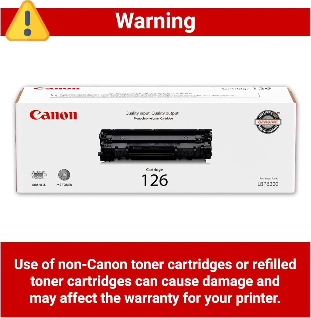 Canon Genuine 126 Black Toner Cartridge Compatible with LBP6200d, LBP6230dw