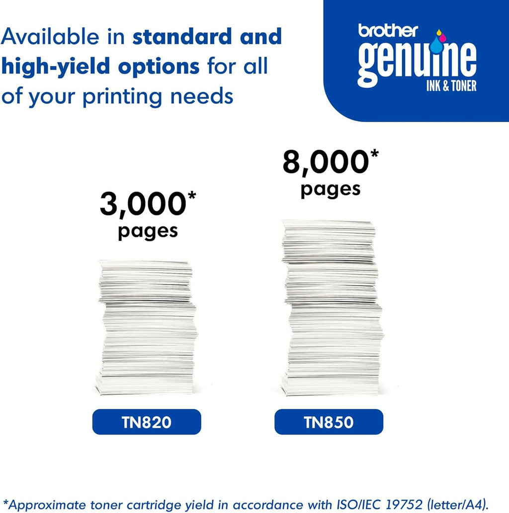 Brother Genuine Toner Cartridge, TN820, Replacement Black Toner, Page Yield Up to 3,000 Pages, Amazon Dash Replenishment Cartridge