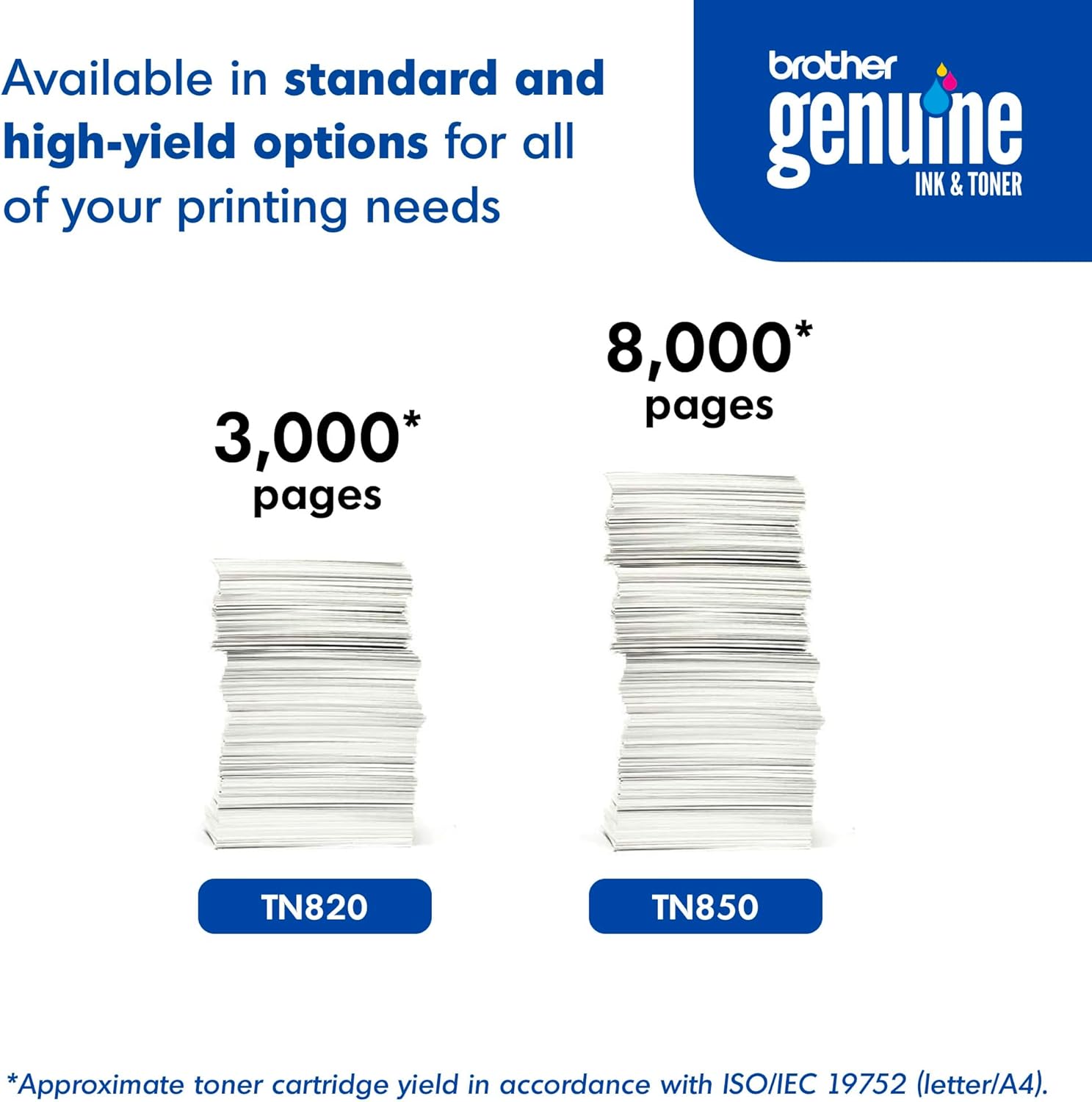 Brother Genuine Toner Cartridge, TN820, Replacement Black Toner, Page Yield Up to 3,000 Pages, Amazon Dash Replenishment Cartridge