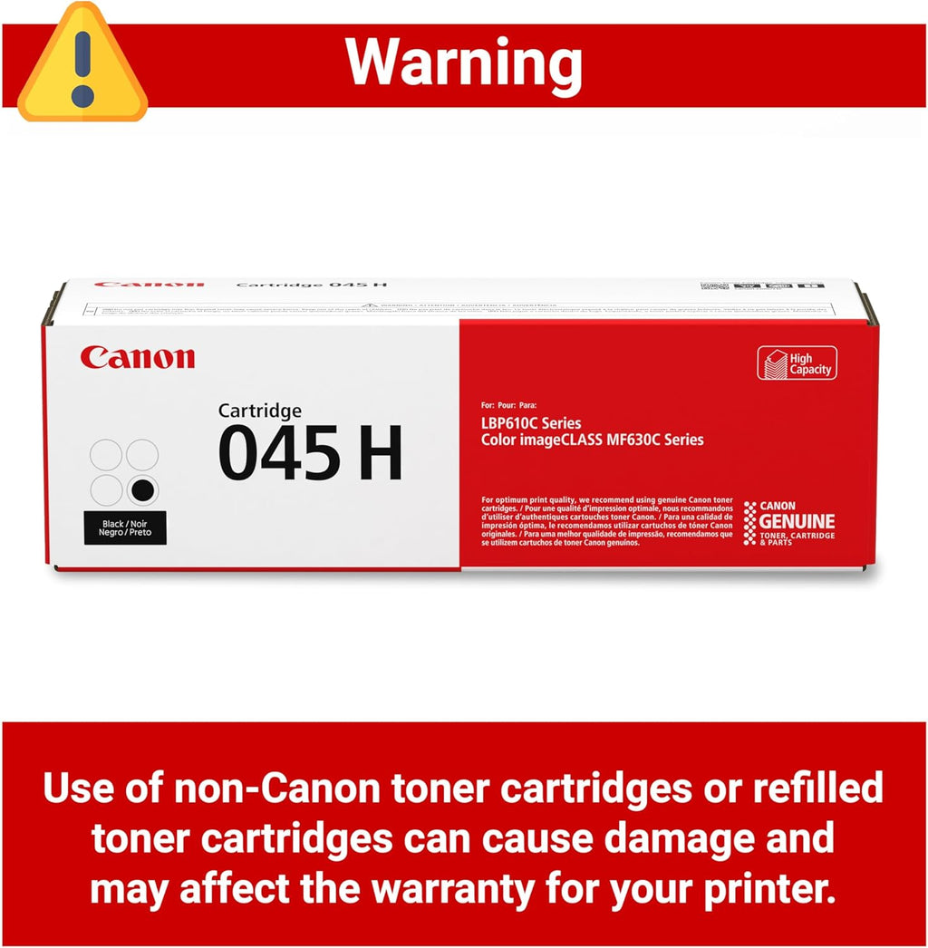 Canon Genuine 045 Black Toner Cartridge High Capacity Compatible with LBP612Cdw, MF632Cdw, MF634Cdw