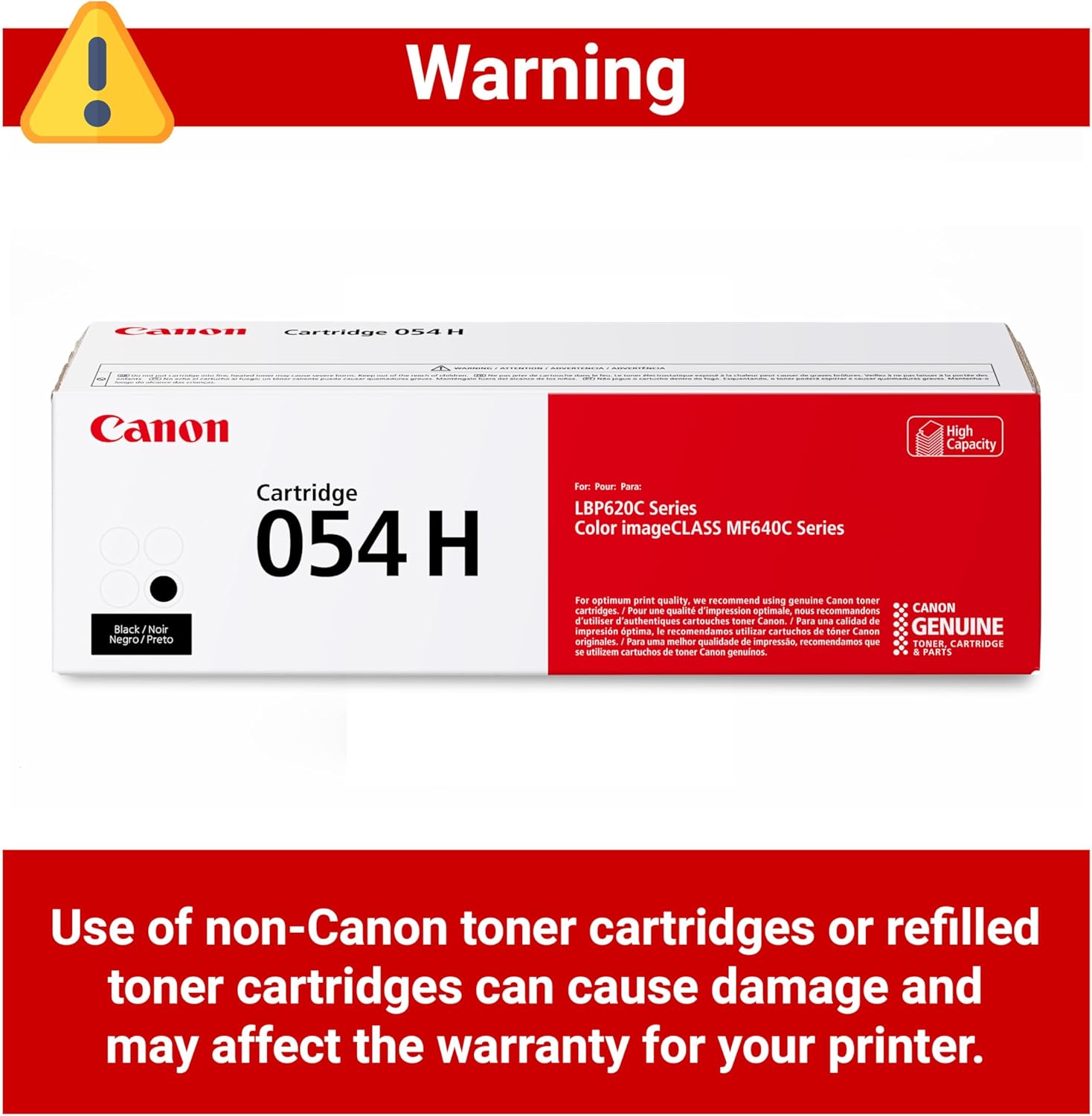 Canon Genuine 054 Black Toner Cartridge High Capacity Compatible with LBP622Cdw, LBP623Cdw, MF641Cdw, MF642Cdw, MF644Cdw