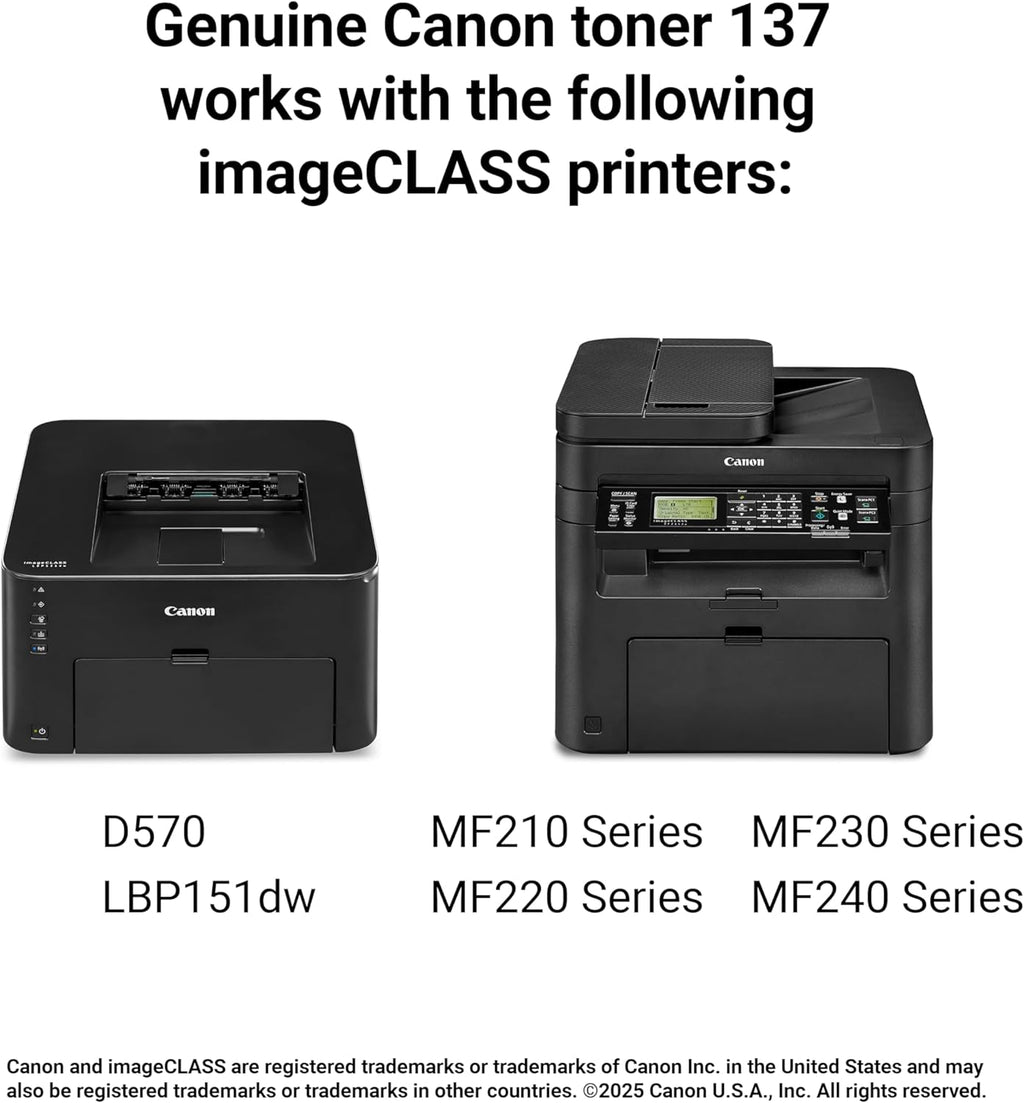 Canon Genuine 137 Black Toner Cartridge Compatible with LBP151dw, MF210 Series, MF220 Series, MF230 Series, MF240 Series, D570