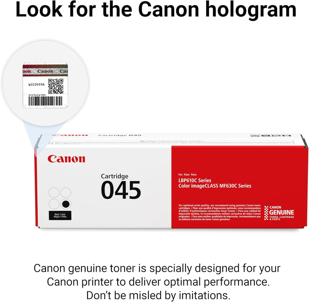 Canon Genuine 045 Black Toner Cartridge Compatible with LBP612Cdw, MF632Cdw, MF634Cdw
