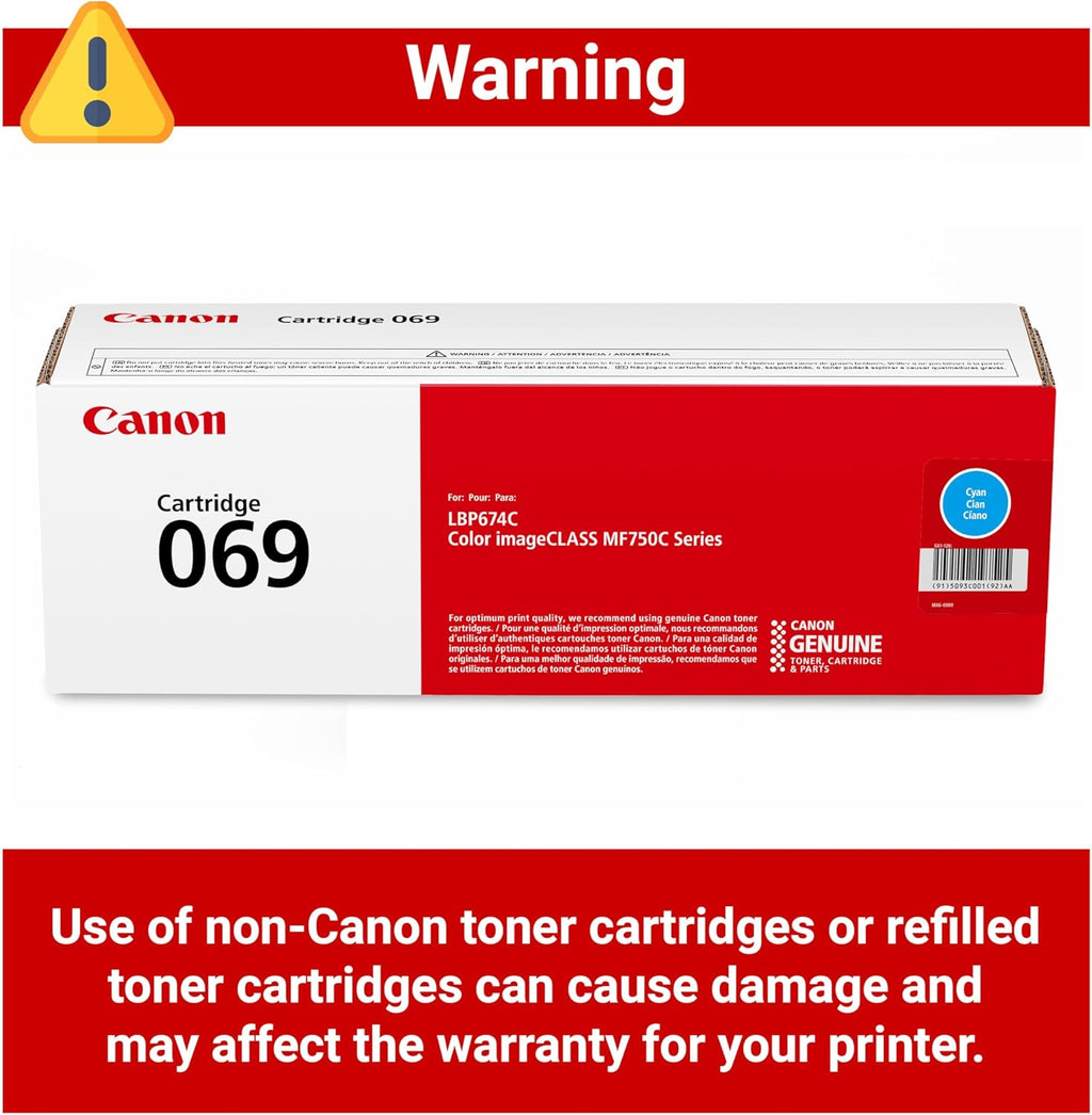 Canon Genuine 069 Cyan Toner Cartridge Compatible with MF753Cdw, MF751Cdw, LBP674Cdw