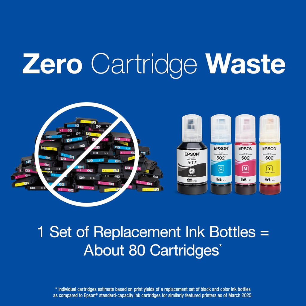 EPSON 502 EcoTank Ink Ultra-high Capacity Bottle Black Works with ET-2750, 2760, 2850, 3750, 3760, 3850, 4850, and other select models