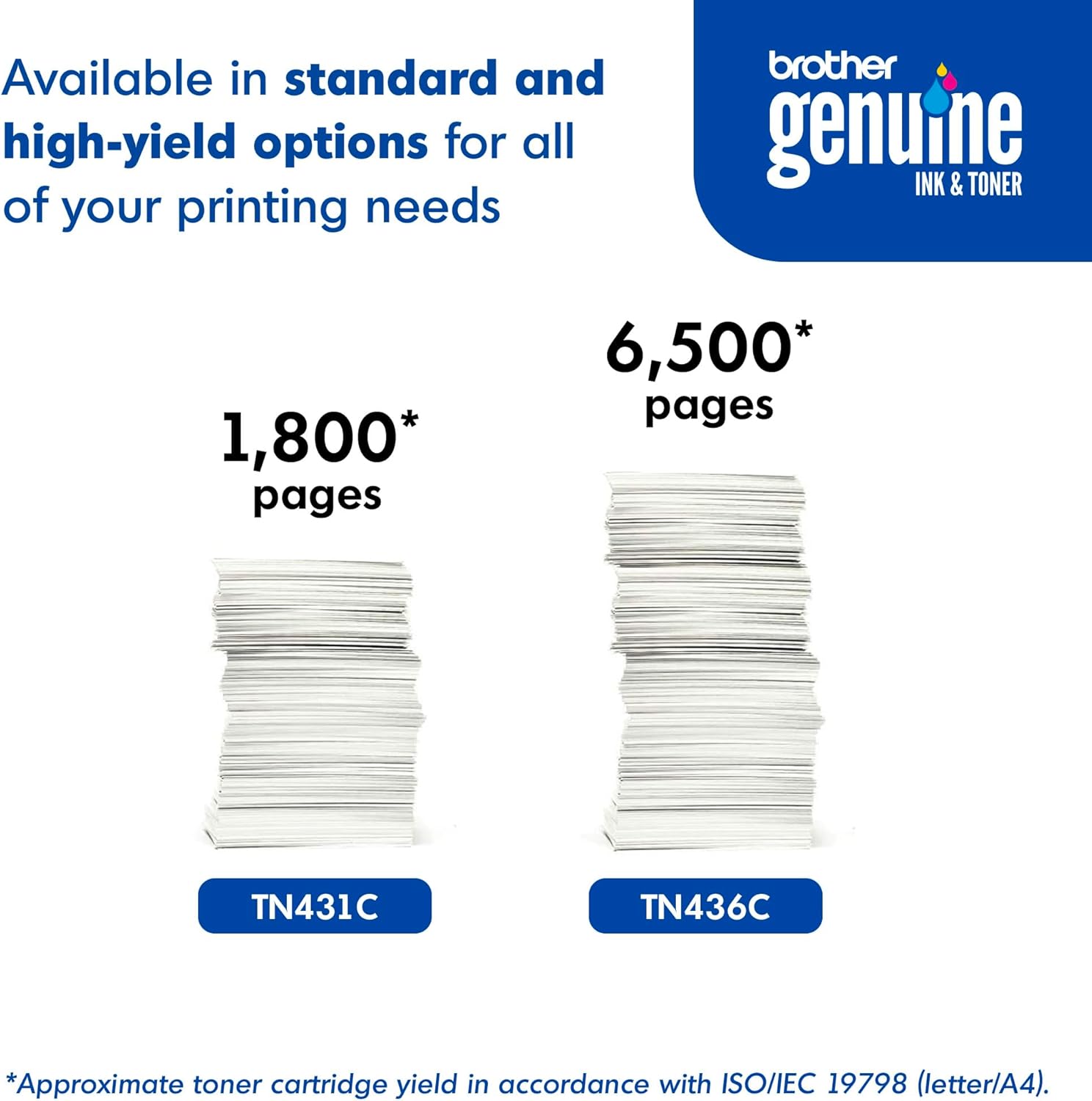 Brother Genuine Super High Yield Toner Cartridge, TN436C, Replacement Cyan Toner, Page Yield Up to 6,500 Pages, Amazon Dash Replenishment Cartridge, TN436