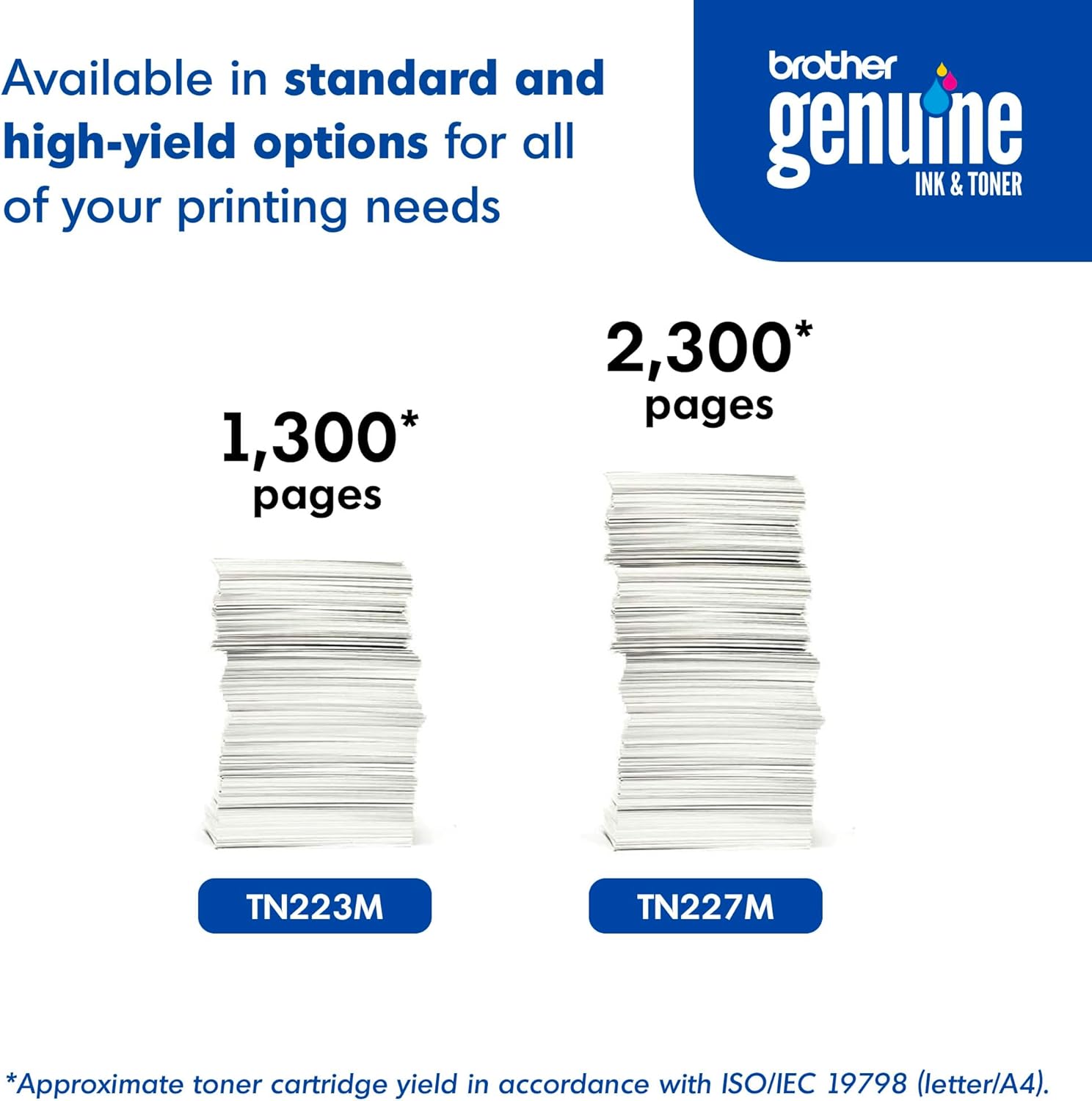 Brother Genuine TN227M, High Yield Toner Cartridge, Replacement Magenta Toner, Page Yield Up to 2,300 Pages, TN227, Amazon Dash Replenishment Cartridge