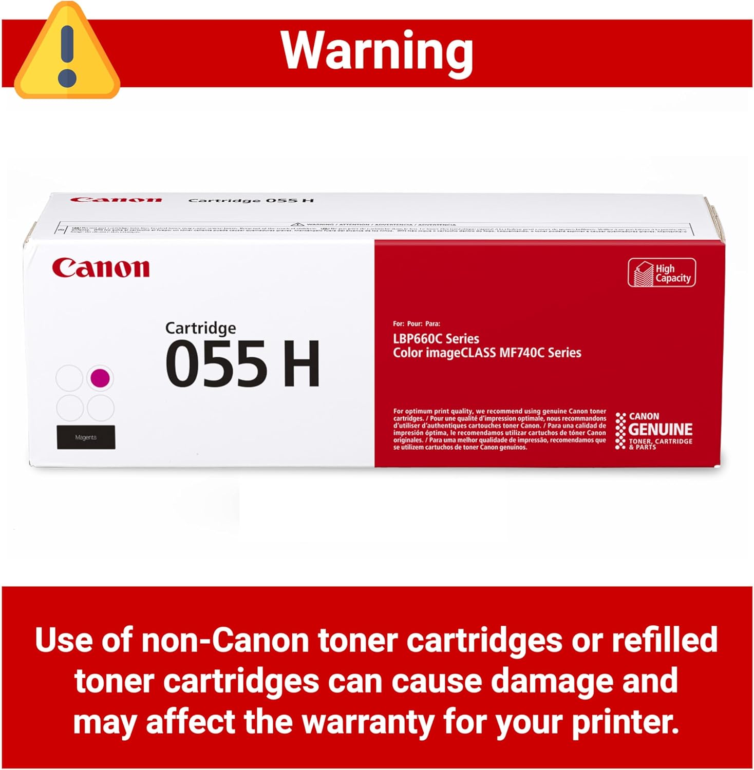 Canon Genuine 055 Magenta Toner Cartridge High Capacity Compatible with LBP664Cdw, MF741Cdw, MF743Cdw, MF745Cdw, MF746Cdw