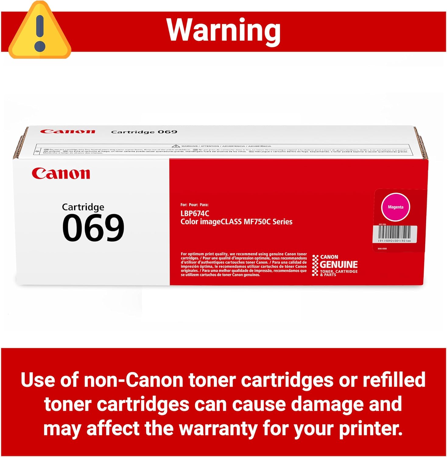 Canon Genuine 069 Magenta Toner Cartridge Compatible with MF753Cdw, MF751Cdw, LBP674Cdw