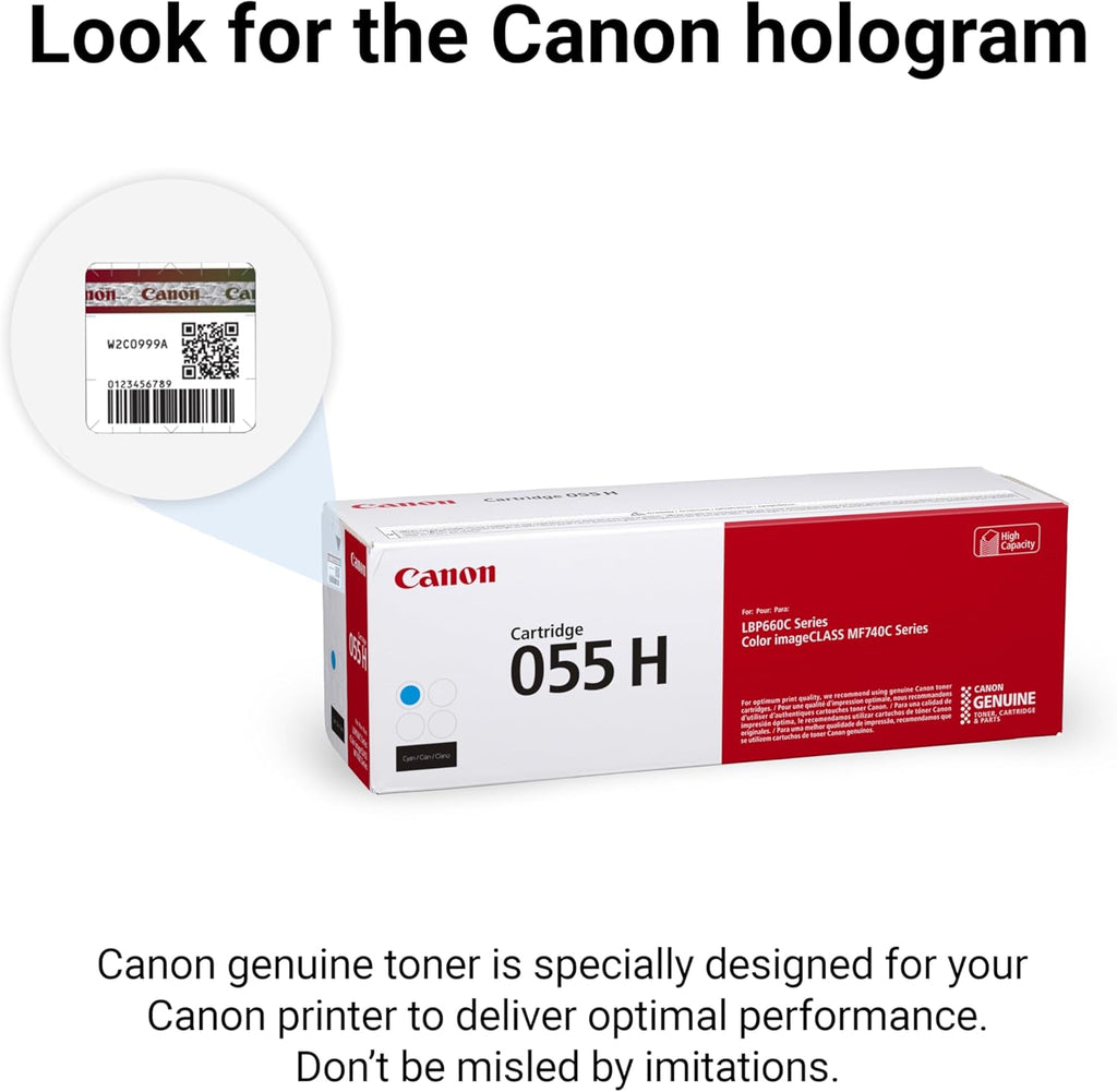 Canon Genuine 055 Cyan Toner Cartridge High Capacity Compatible with LBP664Cdw, MF741Cdw, MF743Cdw, MF745Cdw, MF746Cdw