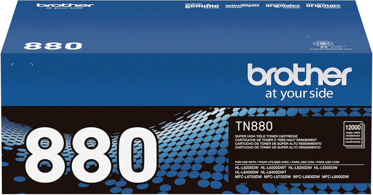 Brother Genuine Super High Yield Toner Cartridge, TN880, Replacement Black Toner, Page Yield Up To 12,000 Pages