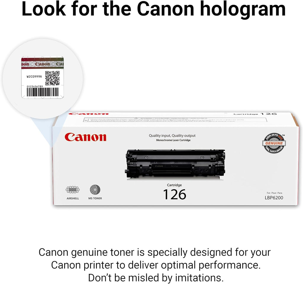Canon Genuine 126 Black Toner Cartridge Compatible with LBP6200d, LBP6230dw