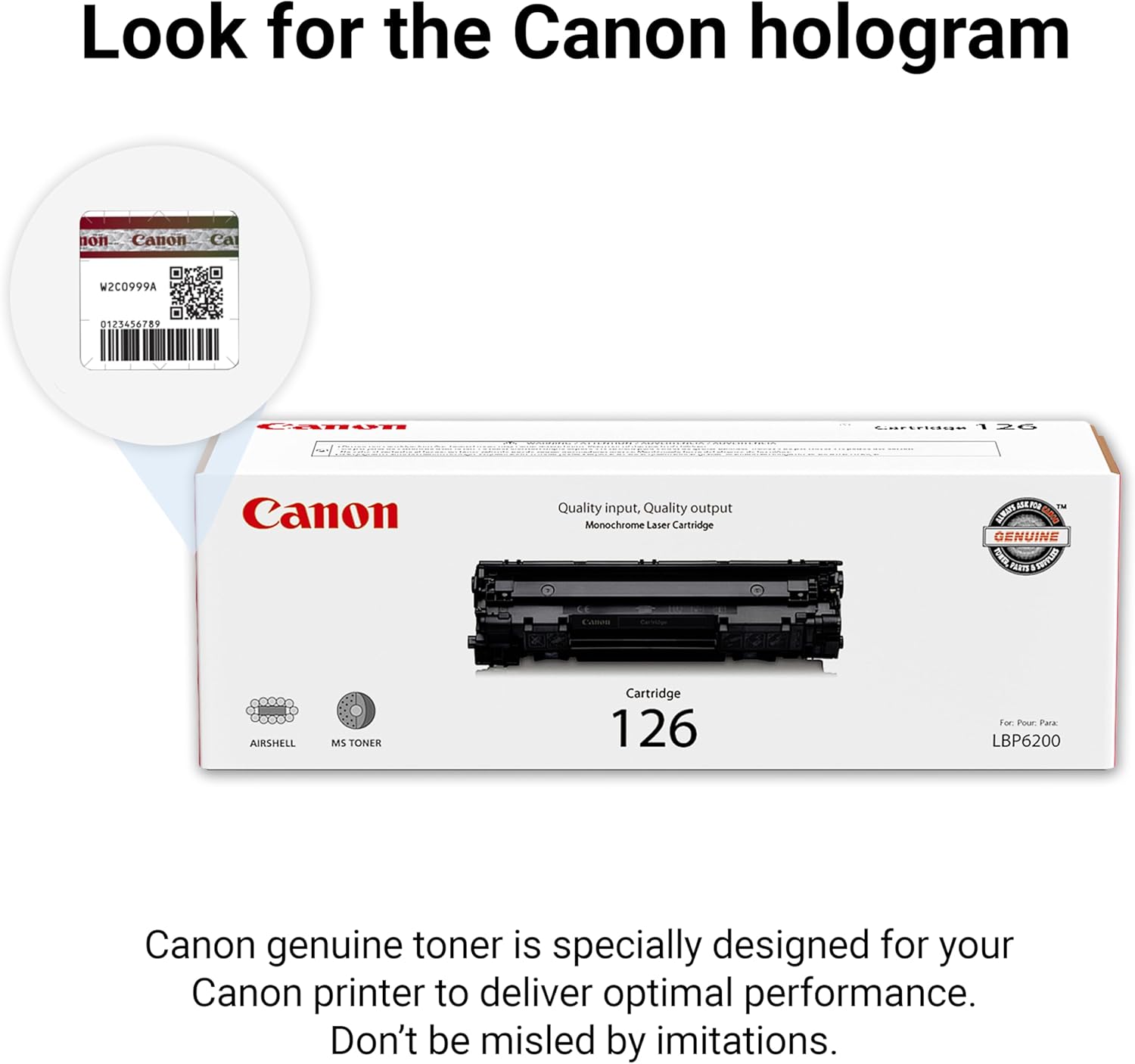 Canon Genuine 126 Black Toner Cartridge Compatible with LBP6200d, LBP6230dw