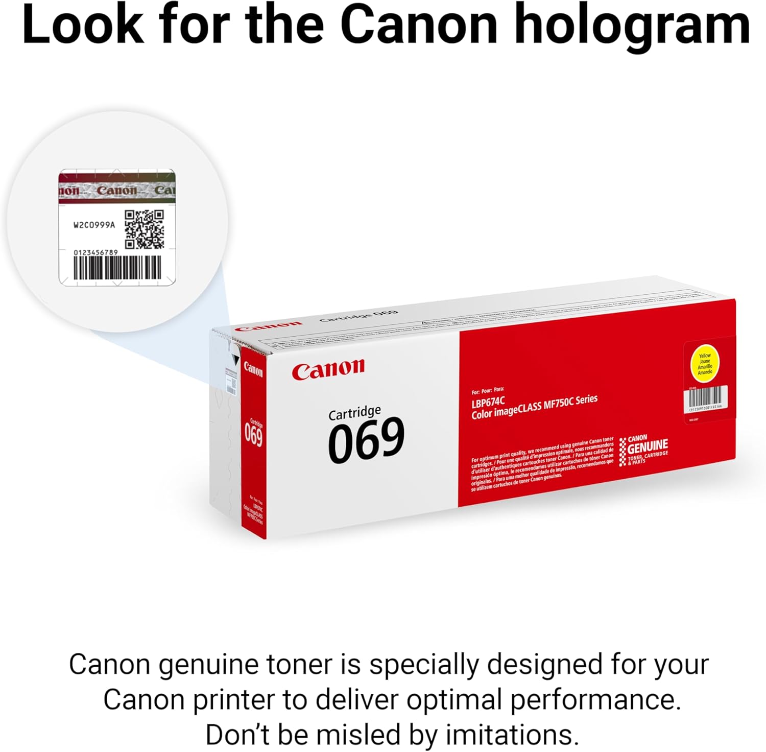 Canon Genuine 069 Yellow Toner Cartridge Compatible with MF753Cdw, MF751Cdw, LBP674Cdw