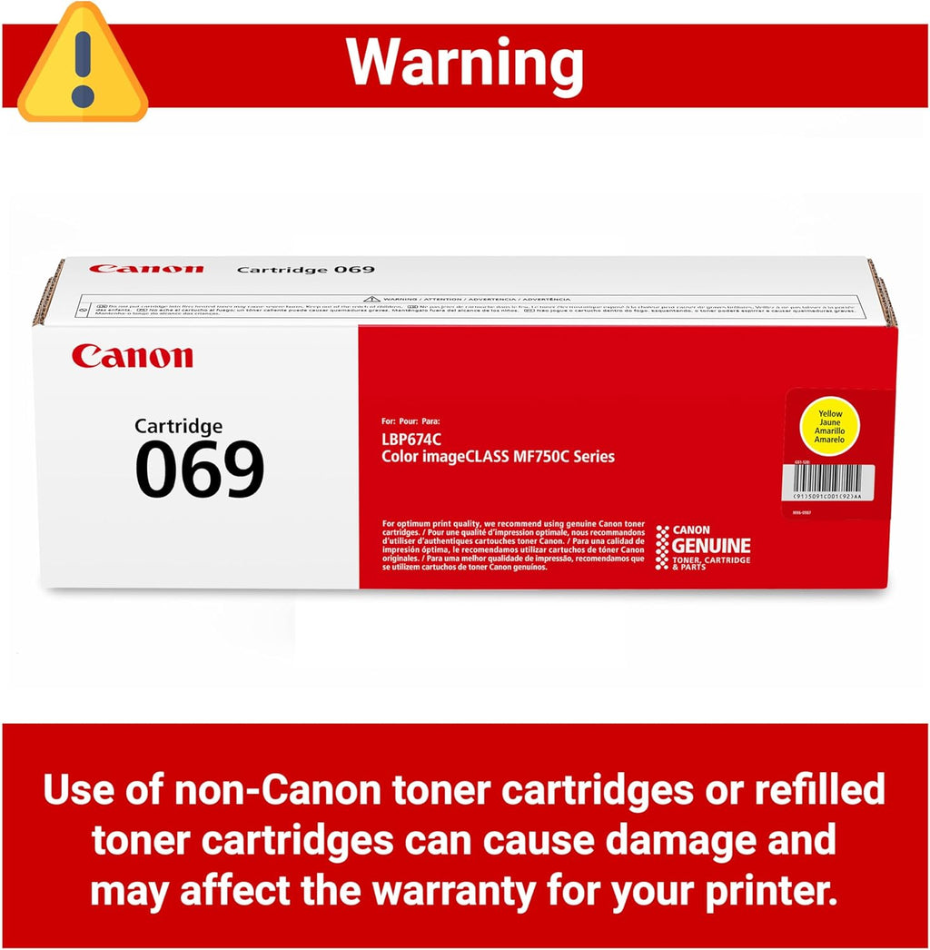 Canon Genuine 069 Yellow Toner Cartridge Compatible with MF753Cdw, MF751Cdw, LBP674Cdw