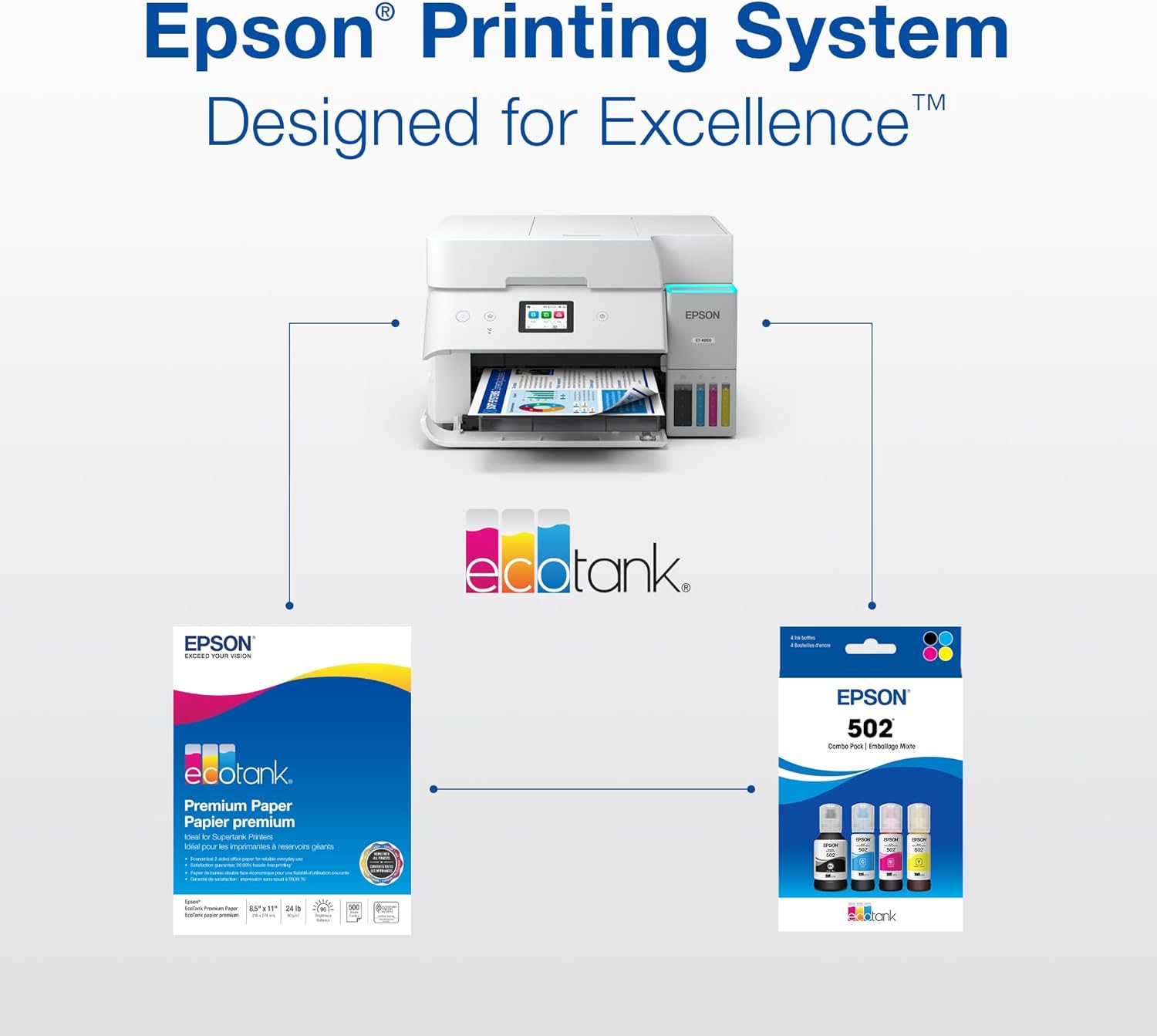 EPSON 502 EcoTank Ink Ultra-high Capacity Bottle Black Works with ET-2750, 2760, 2850, 3750, 3760, 3850, 4850, and other select models