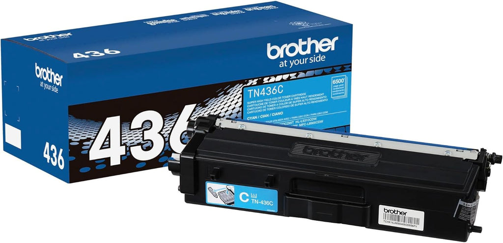 Brother Genuine Super High Yield Toner Cartridge, TN436C, Replacement Cyan Toner, Page Yield Up to 6,500 Pages, Amazon Dash Replenishment Cartridge, TN436