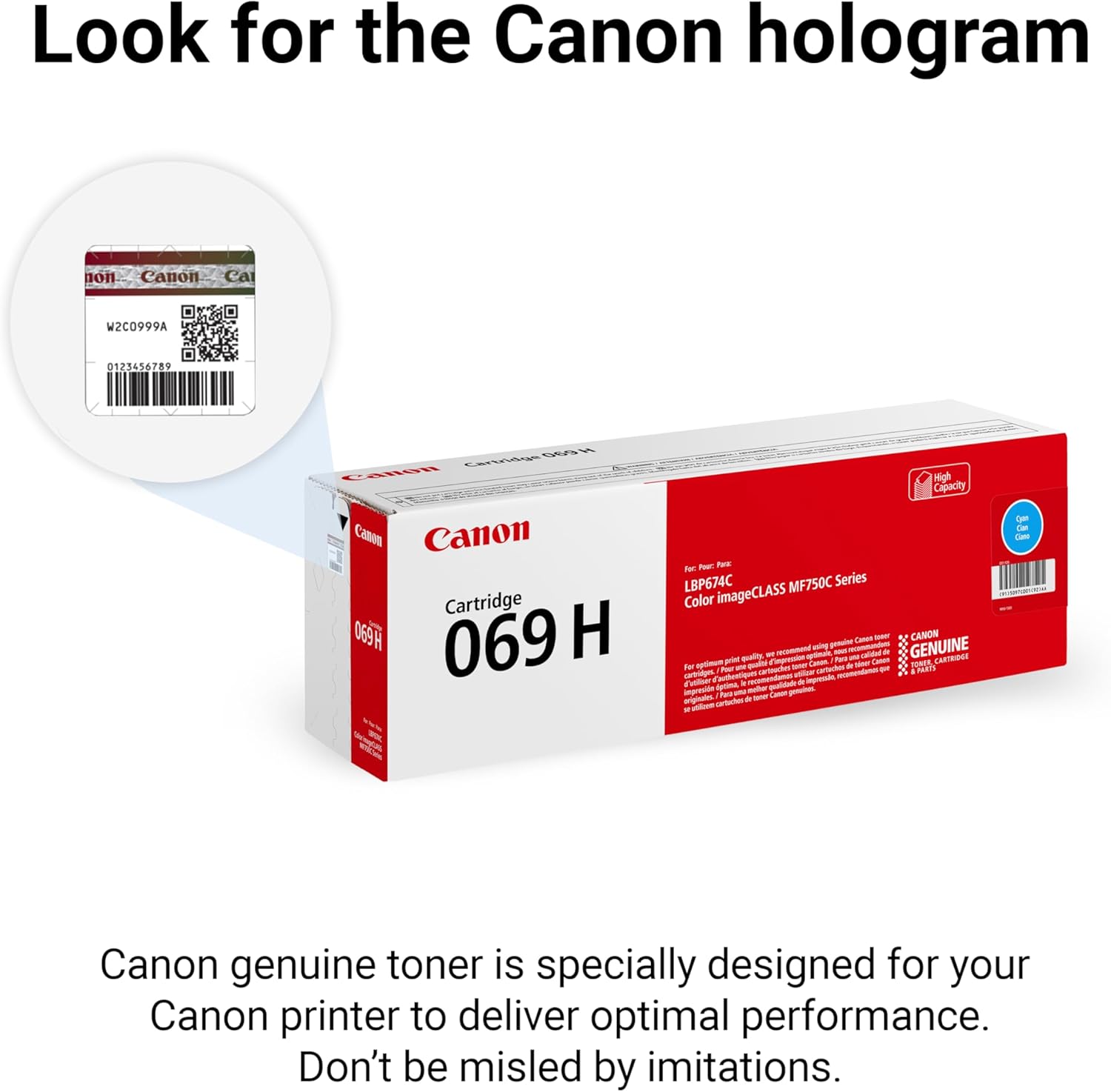 Canon Genuine 069 Cyan Toner Cartridge High Capacity Compatible with MF753Cdw, MF751Cdw, LBP674Cdw