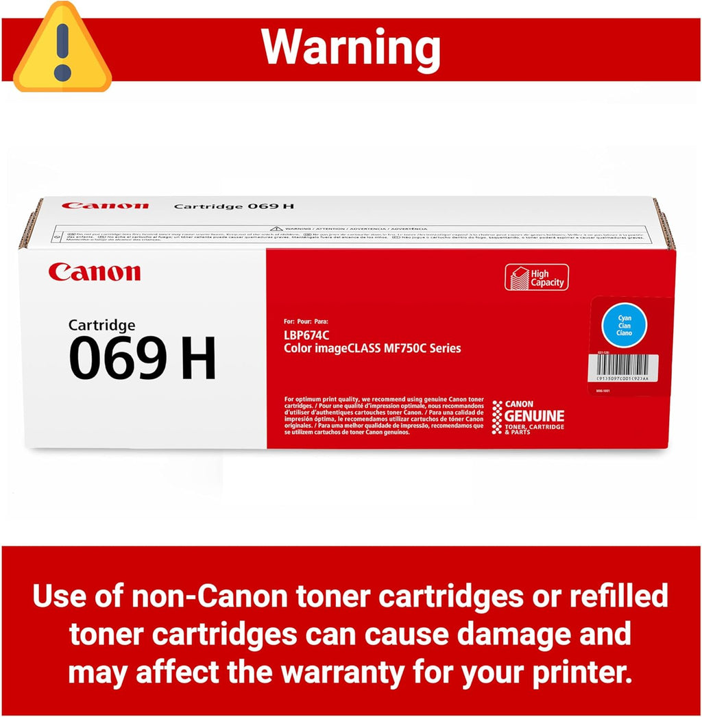 Canon Genuine 069 Cyan Toner Cartridge High Capacity Compatible with MF753Cdw, MF751Cdw, LBP674Cdw