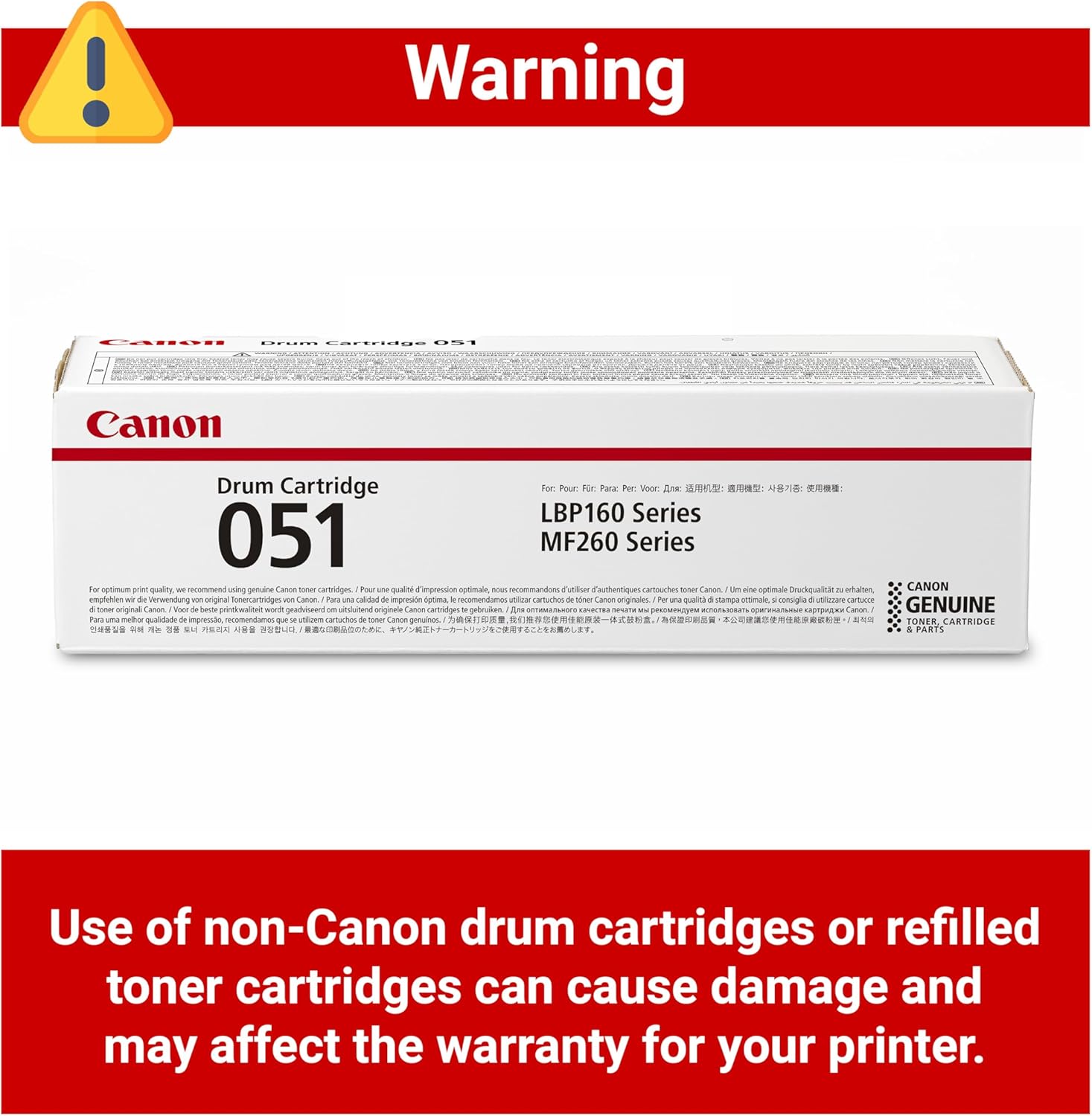 Canon Genuine 051 Black Drum Cartridge Compatible with LBP162dw, MF260 Series