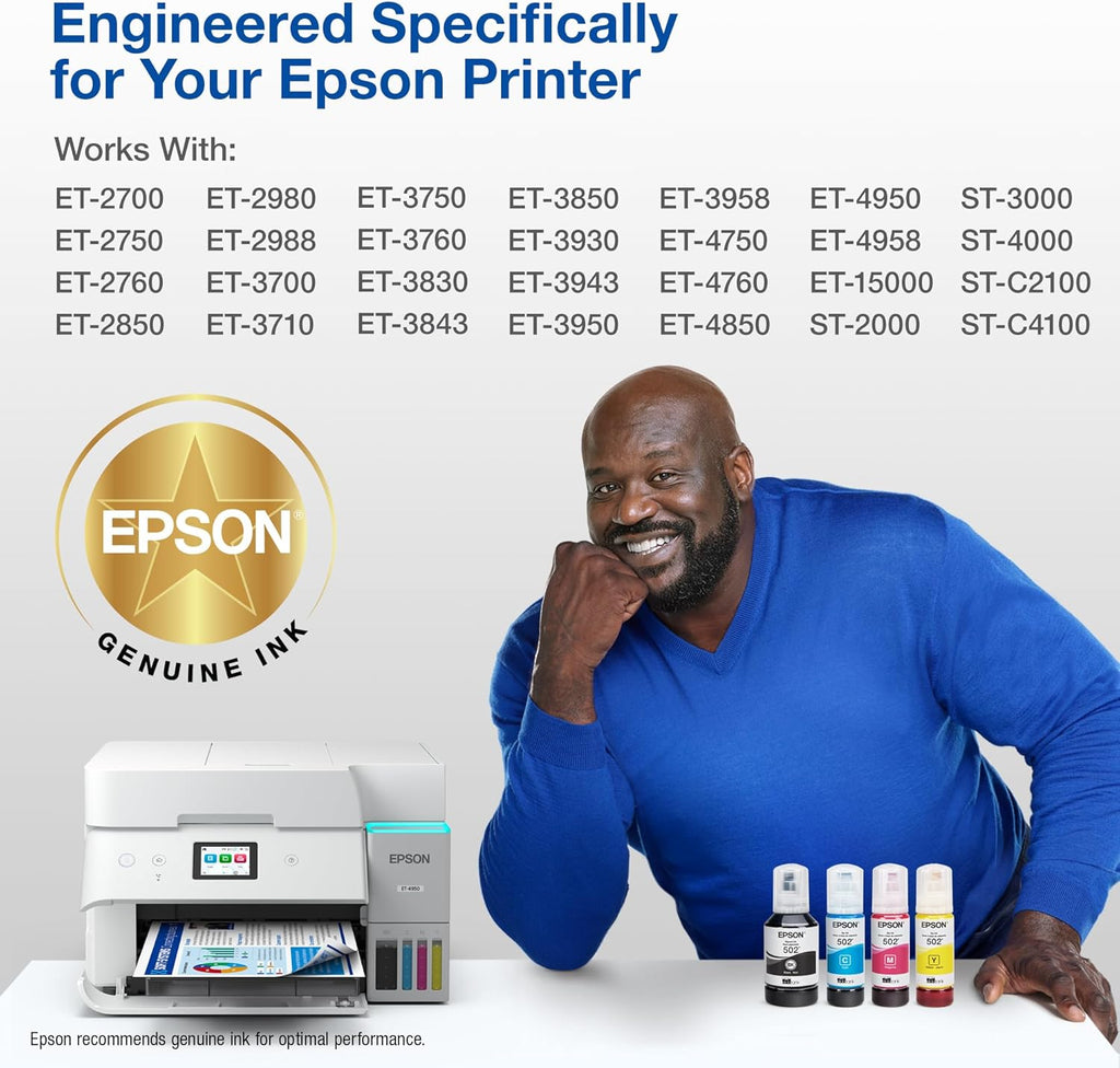 EPSON 502 EcoTank Ink Ultra-high Capacity Bottle Black Works with ET-2750, 2760, 2850, 3750, 3760, 3850, 4850, and other select models