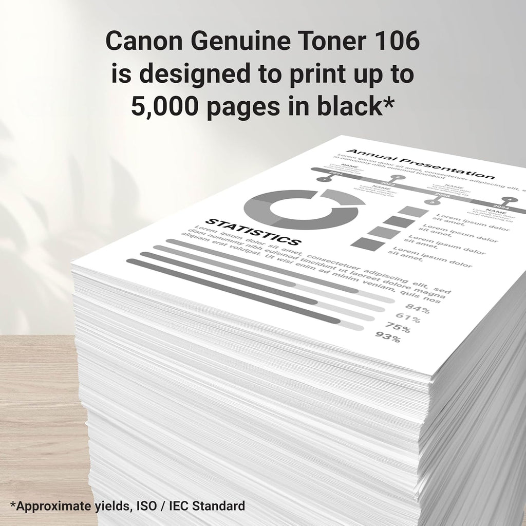 Canon Genuine Toner, Cartridge 106 Black (0264B001), 1 Pack, for Canon imageCLASS MF6530, MF6540, MF6550, MF6560, MF6560cx, MF6580, MF6580cx, MF6590, MF6595, MF6595cx Laser Printer