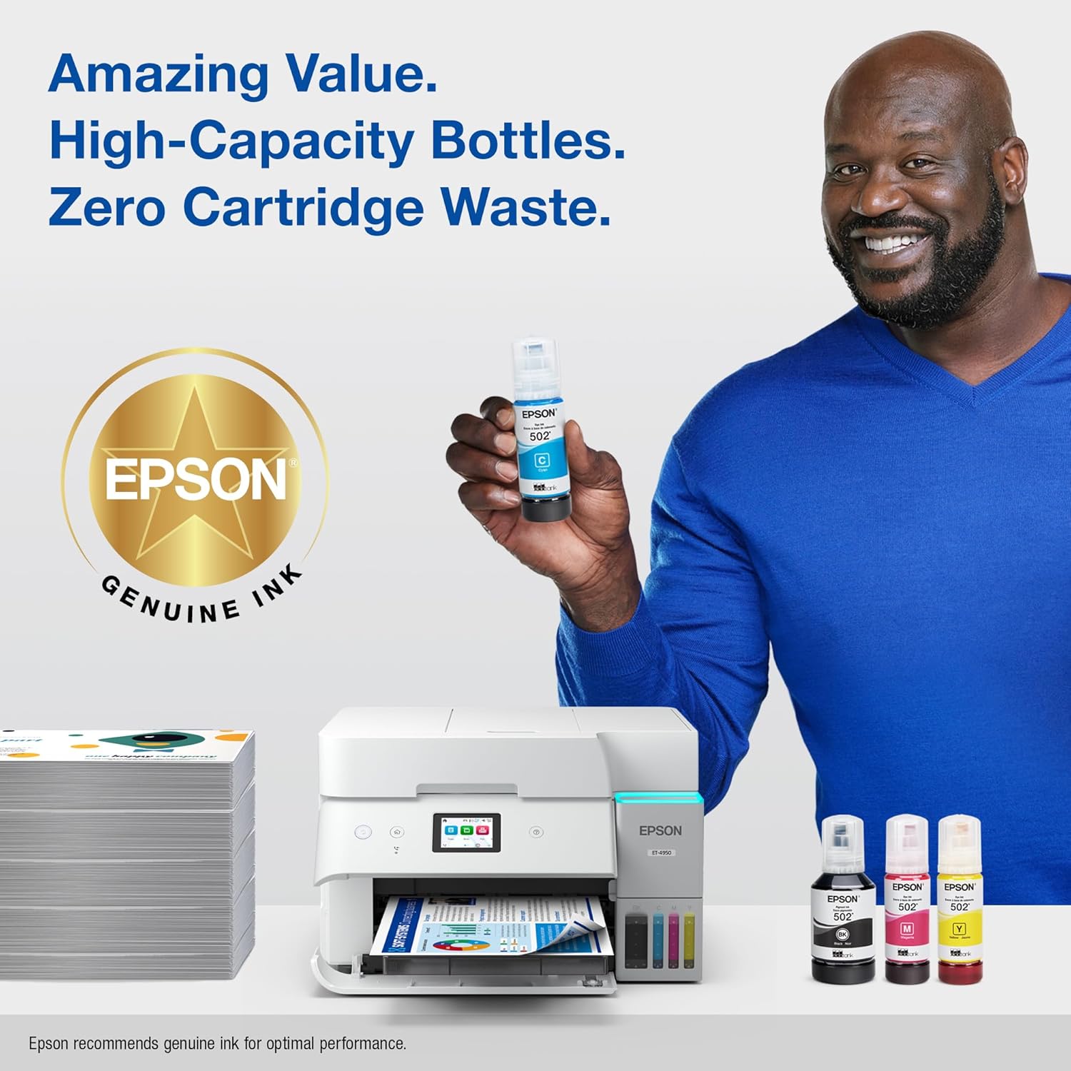 EPSON 502 EcoTank Ink Ultra-high Capacity Bottle Black Works with ET-2750, 2760, 2850, 3750, 3760, 3850, 4850, and other select models