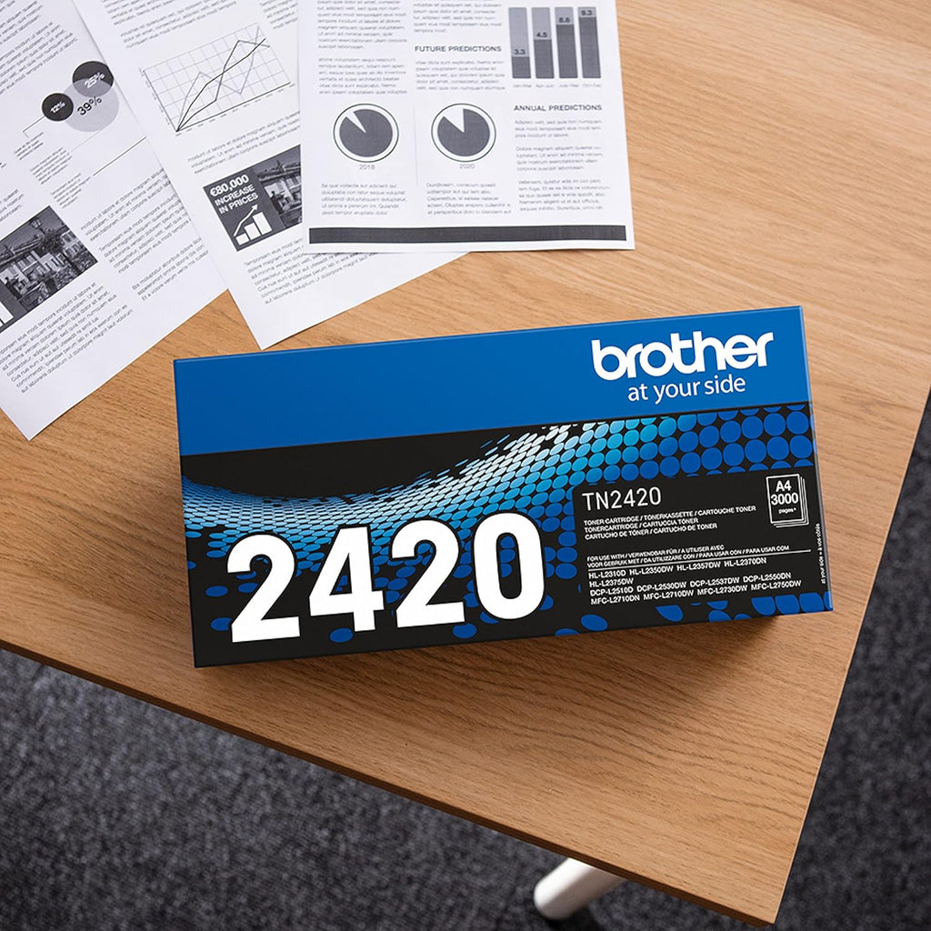 Brother TN-2420 Toner Cartridge, Black, Single, High Yield, includes 1 x Toner Cartridge, Genuine Supplies